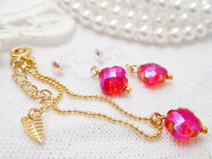 オーロラガラスフラワーのドール用アクセサリーセット