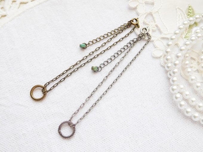 デザイン丸カン通しのドール用セミロングネックレス