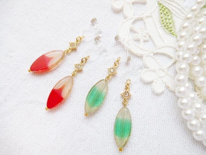 CZウインドカットマーキスと菱ラインストーンのドール用ノンホールピアスG