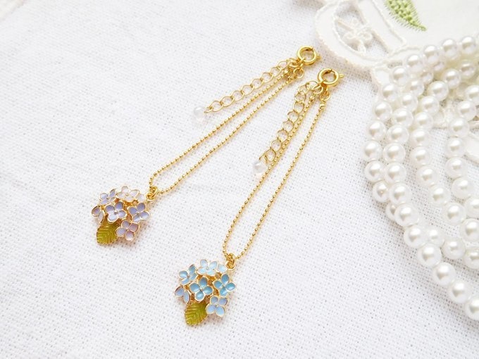 エポ紫陽花チャームのドール用ネックレス