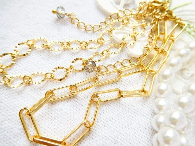 デザインゴールドチェーンのドール用セミロングネックレス