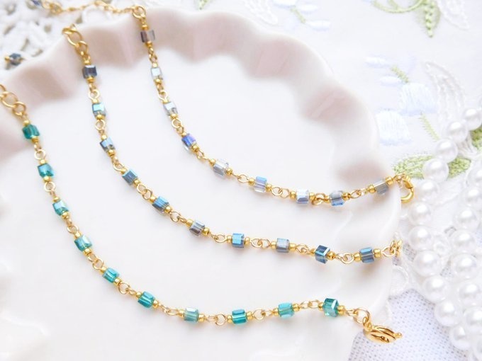 極小キューブカットガラス繋ぎのドール用チョーカー