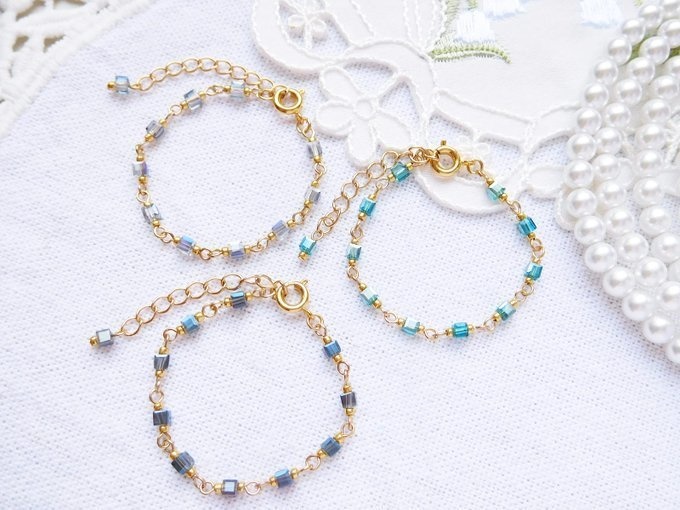 極小キューブカットガラス繋ぎのドール用チョーカー