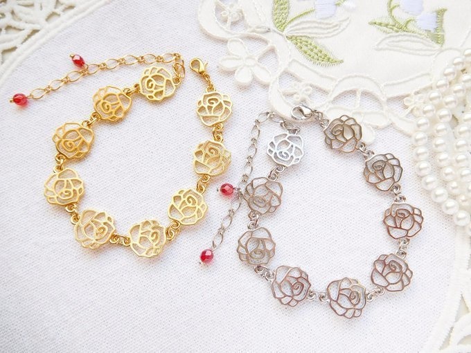 薔薇デザインチェーンのドール用チェーンベルト