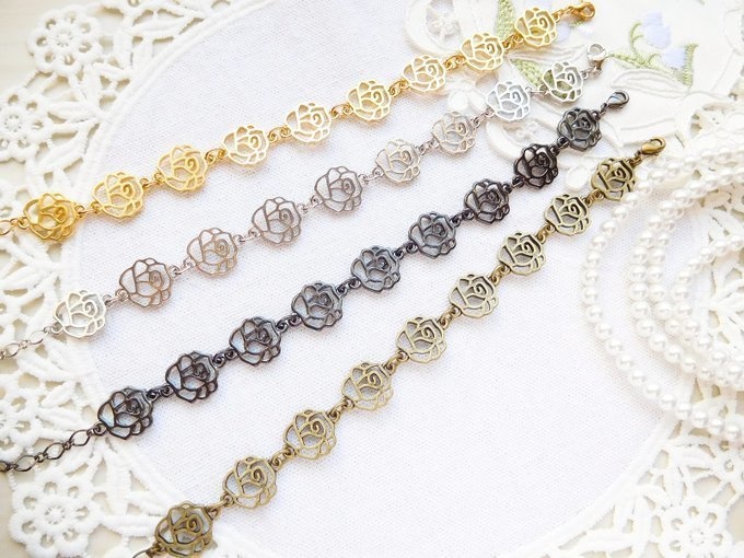 薔薇デザインチェーンのドール用チェーンベルト