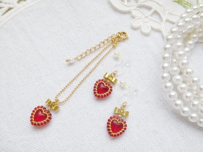 ドイツドットフレームハートとリボンのドール用アクリルスターセット