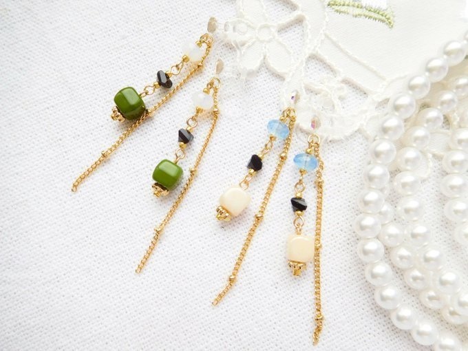 レトロカラーキューブチェコガラスのドール用アクセサリーセット