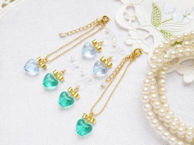 リボンとクリアハートのドール用アクセサリーセット