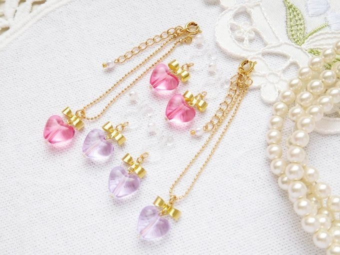 リボンとクリアハートのドール用アクセサリーセット