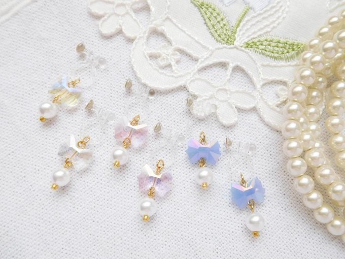 オーロラガラスリボンとパールのドール用アクセサリーセット