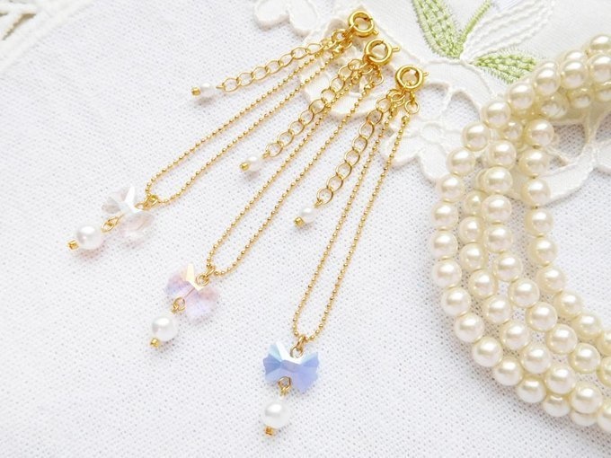 オーロラガラスリボンとパールのドール用アクセサリーセット