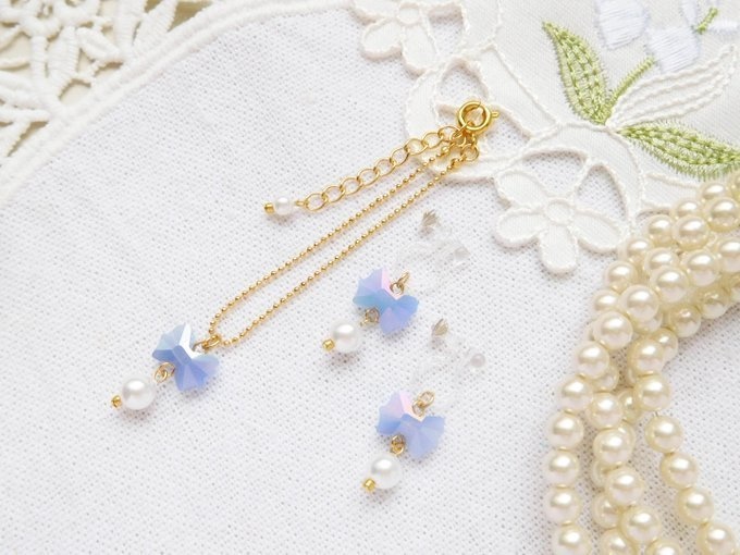 オーロラガラスリボンとパールのドール用アクセサリーセット