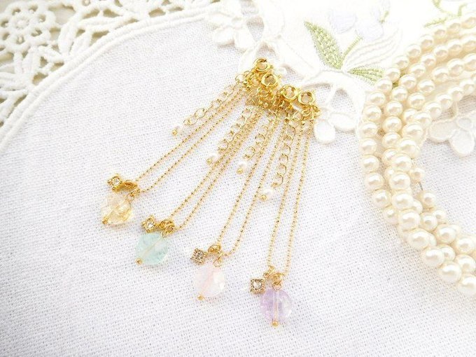 コインカット天然石とラインストーンのドール用ネックレスM