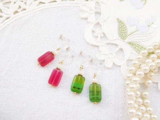 CZレクタングルカットのドール用ノンホールピアスG