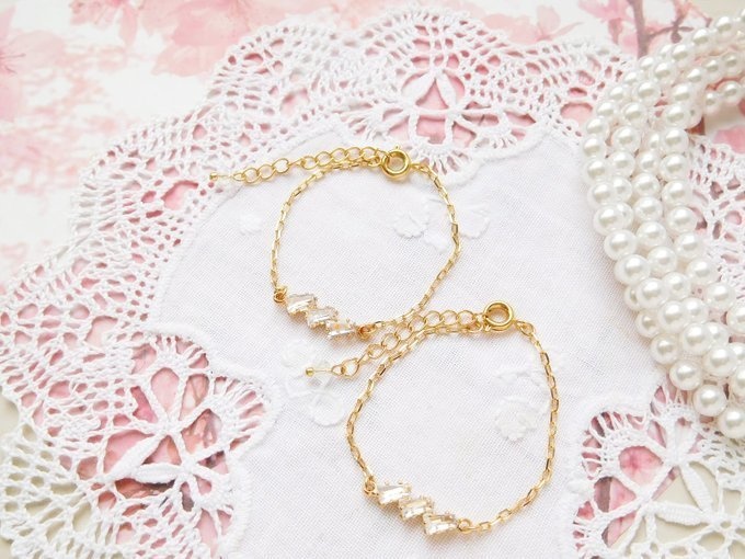 台形3連ラインストーンコネクターのドール用チョーカー