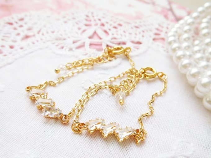 台形3連ラインストーンコネクターのドール用チョーカー