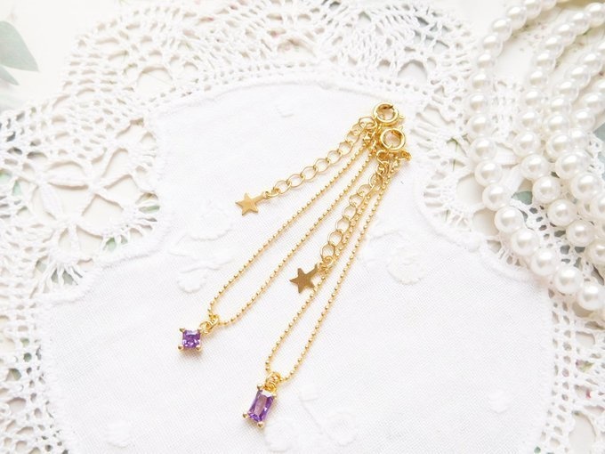 タンザナイトジルコニアのドール用ネックレス