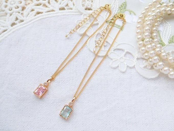 レクタングル香水ジルコニアのドール用ネックレス