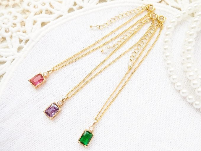 レクタングル香水ジルコニアのドール用ネックレス