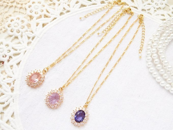 オーバルフレームジュエルのドール用ロングネックレス