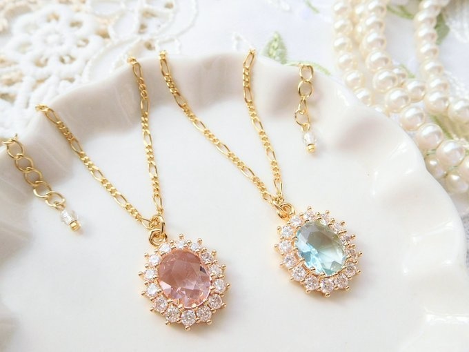 オーバルフレームジュエルのドール用ロングネックレス