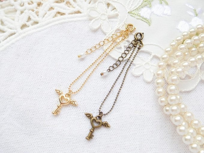 羽根ハートキーチャームのドール用ネックレス