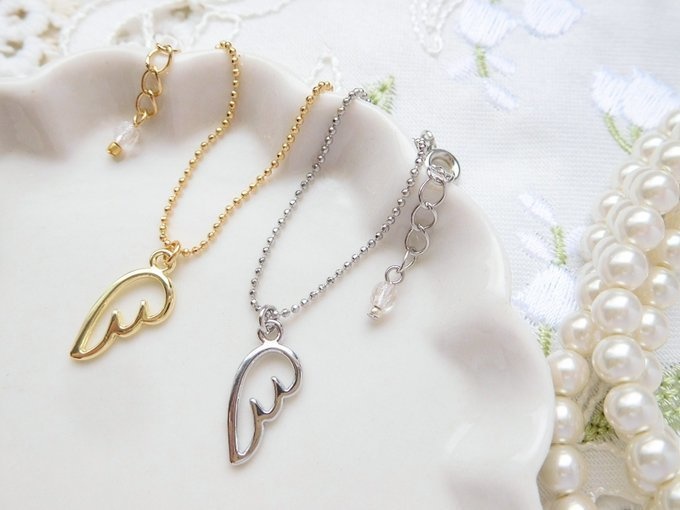 スカシ片翼チャームのドール用ネックレス