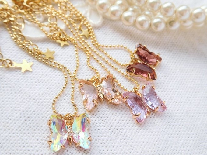 フレームガラス蝶のドール用ネックレス