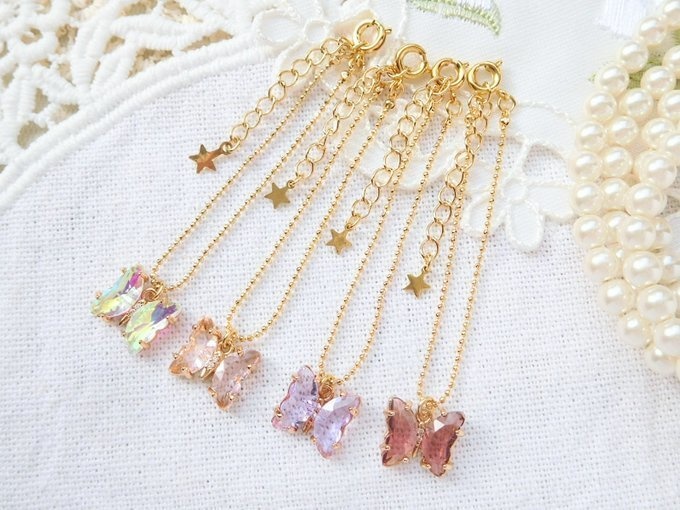 フレームガラス蝶のドール用ネックレス