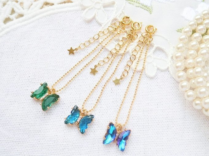 フレームガラス蝶のドール用ネックレス