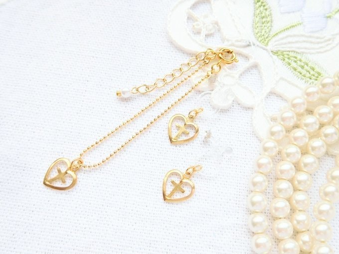 真鍮スカシハートクロスのドール用アクセサリーセット