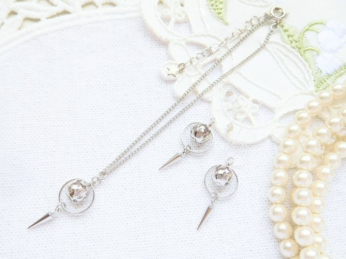 銀色/黒色惑星と尖りのドール用アクセサリーセット