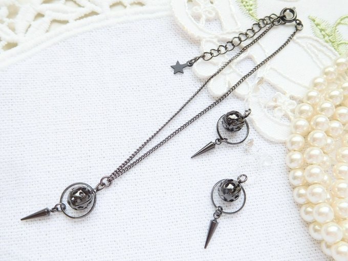 銀色/黒色惑星と尖りのドール用アクセサリーセット