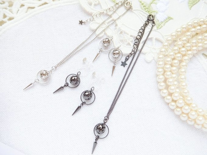 銀色/黒色惑星と尖りのドール用アクセサリーセット