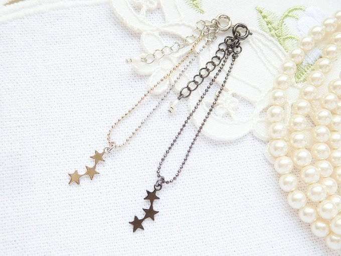 3連星チャームのドール用ネックレス(R/B)