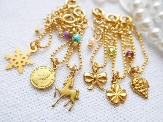 プチ真鍮チャームのドール用ネックレス①(1/12)