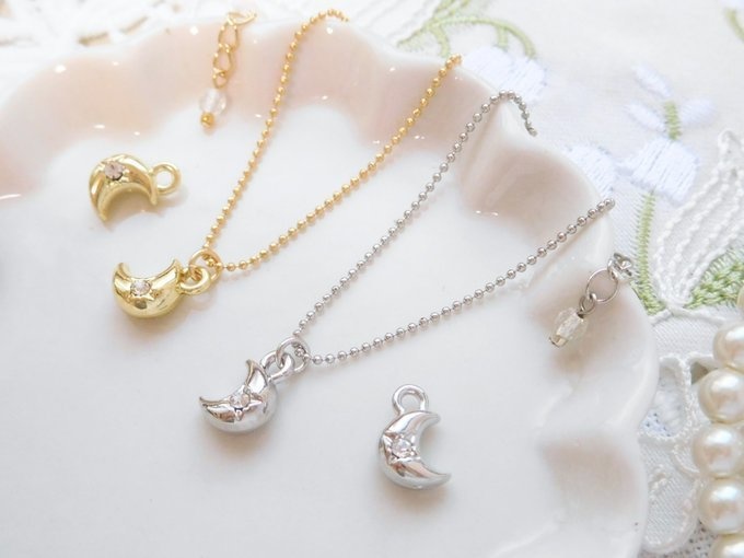 ラインストーン三日月のドール用ネックレス