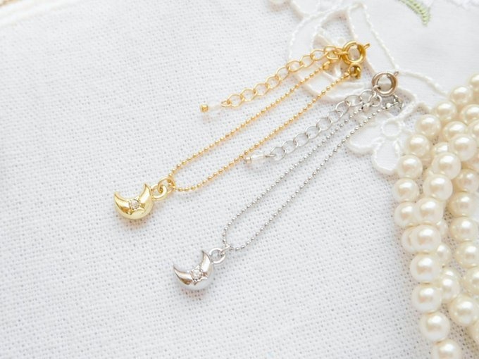 ラインストーン三日月のドール用ネックレス