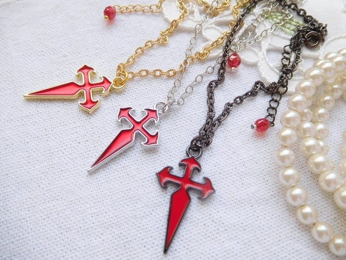 エポスタークロスのドール用ロングネックレス[赤]