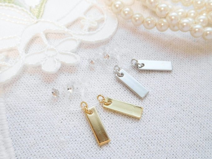 長方形プレートのドール用ノンホールピアス