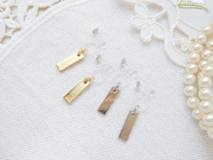 長方形プレートのドール用ノンホールピアス