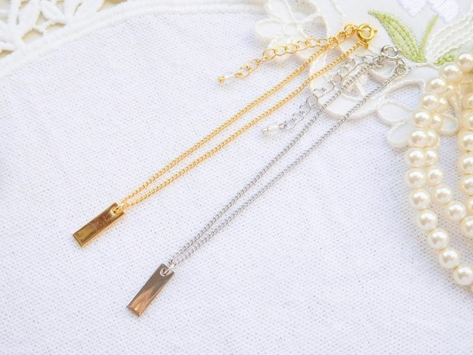 長方形プレートチャームのドール用セミロングネックレス