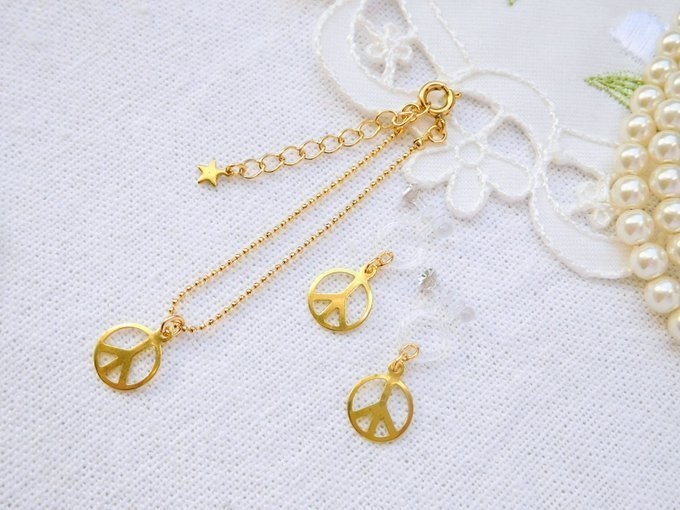 真鍮ピースチャームのドール用ネックレス&ノンホールピアス