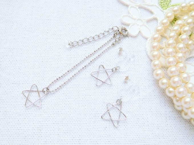 線星パーツのドール用ネックレス＆ノンホールピアス
