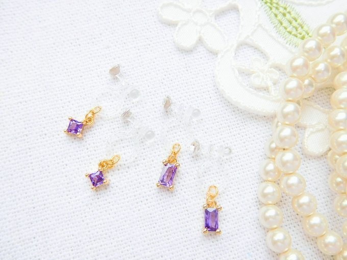 タンザナイトジルコニアのドール用ノンホールピアス