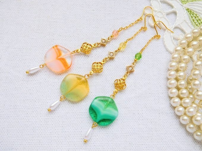 CZギブレガラスのドール用ウィッグピアス