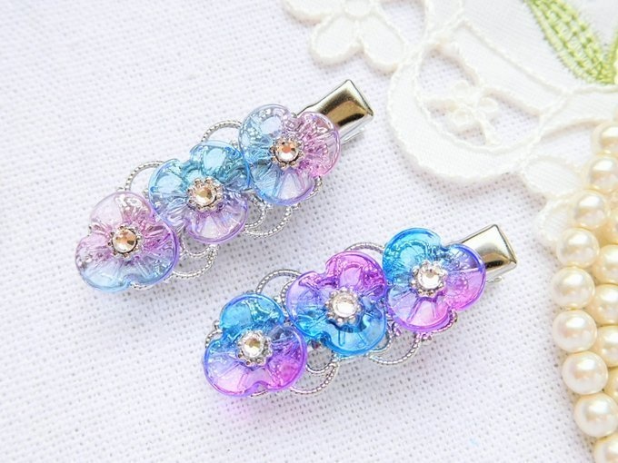 甘露パンジーのヘアクリップ