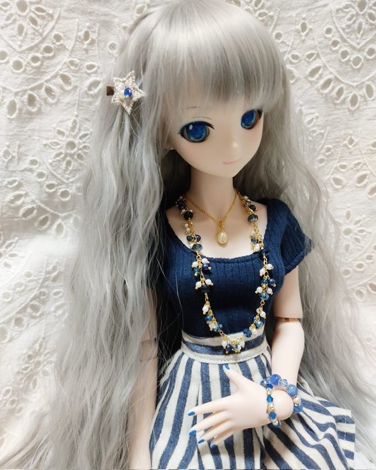 6mmラウンドガラスのドール用ブレスレットR