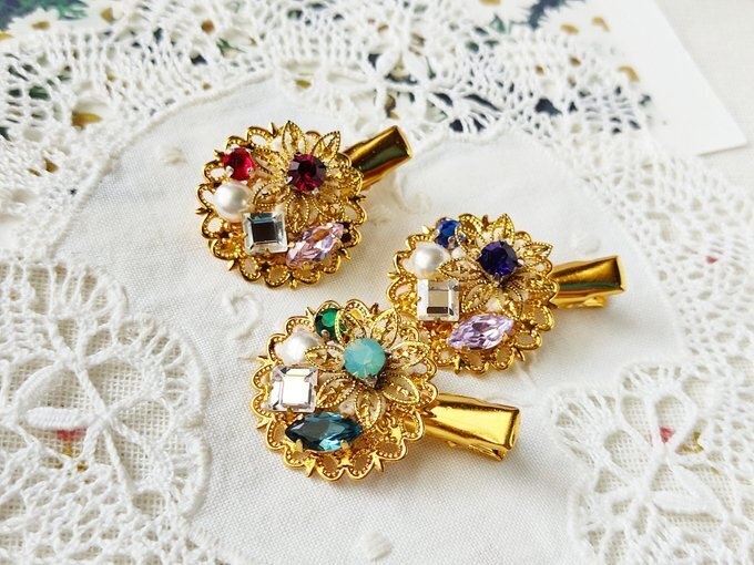 水中花とクリスタライズのヘアクリップ