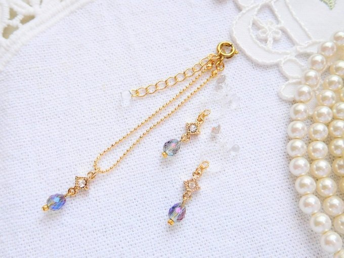 菱と雫カットガラスのドール用ネックレス&ノンホールピアス